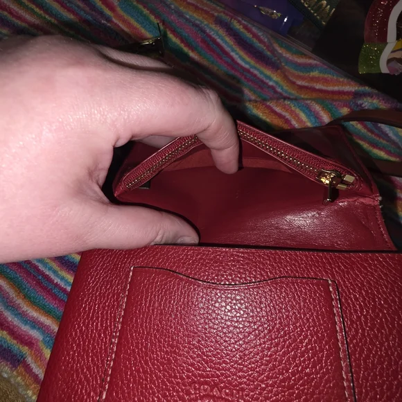 Coach Red Pebble Leather Wallet - Picture 6 of 8